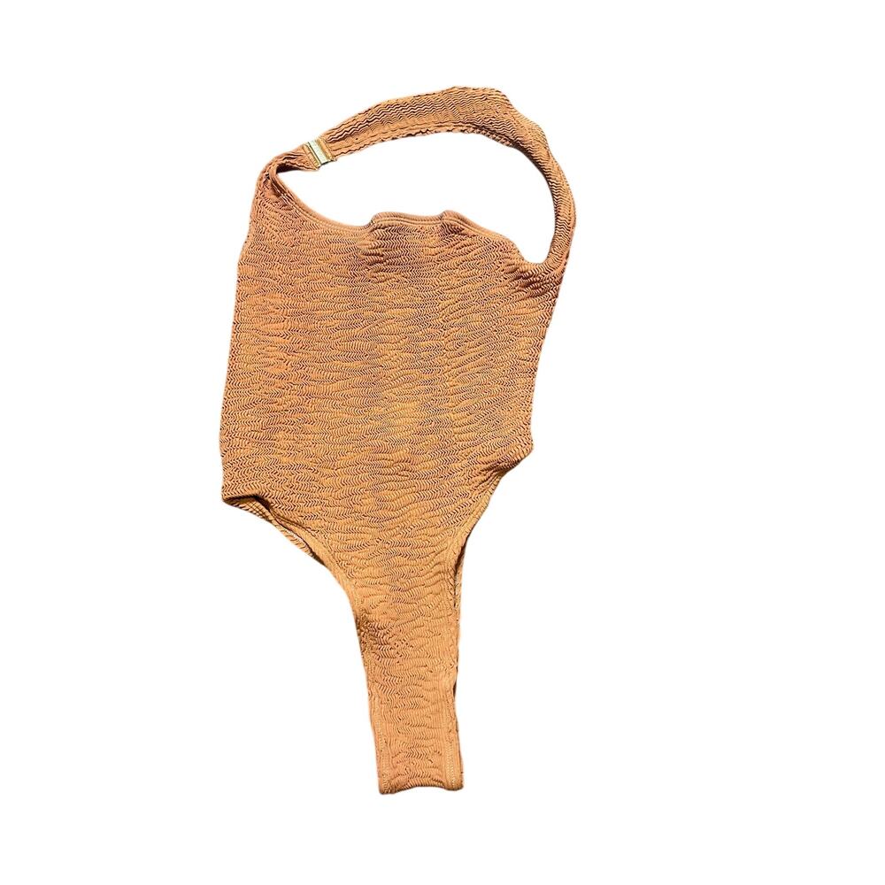 Cleonie Sculpture Textured One Piece Swimsuit Espresso NEW